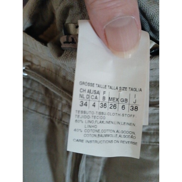 Weekend MaxMara Women's Size 4 Flax Linen Blend Over-the-Knee Olive Green Skirt - Picture 4 of 11